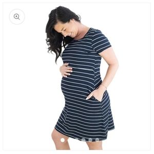Kindred Bravely - Eleanora Bamboo Maternity & Nursing Lounge Dress, Navy, medium